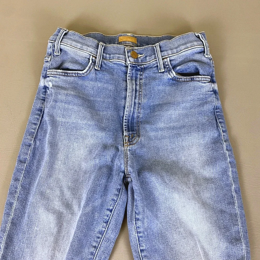 MOTHER The Hustler Ankle Fray Jeans Womens 26 Blue Distressed Ripped Flare Denim - Picture 2 of 13